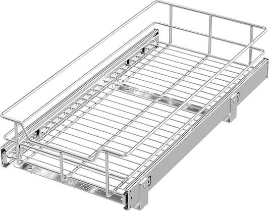Pull Out Cabinet Organizer 11" W X 22" D, Chromed, Full Slide Out Drawers | For Kitchen Organizers and Storage, Pull Out Drawers For Cabinets Capacity Heavy Duty Caddy, Cabinet Shelves, Bathroom Pantry by STORKING