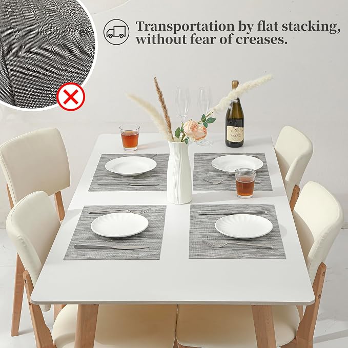 Leetaltree Silver Placemats Set of 12 - Heat Resistant Non-Slip Place mats for Dining Table, Washable Durable PVC Vinyl Woven Table Mats（Sliver, 12） - Image 6