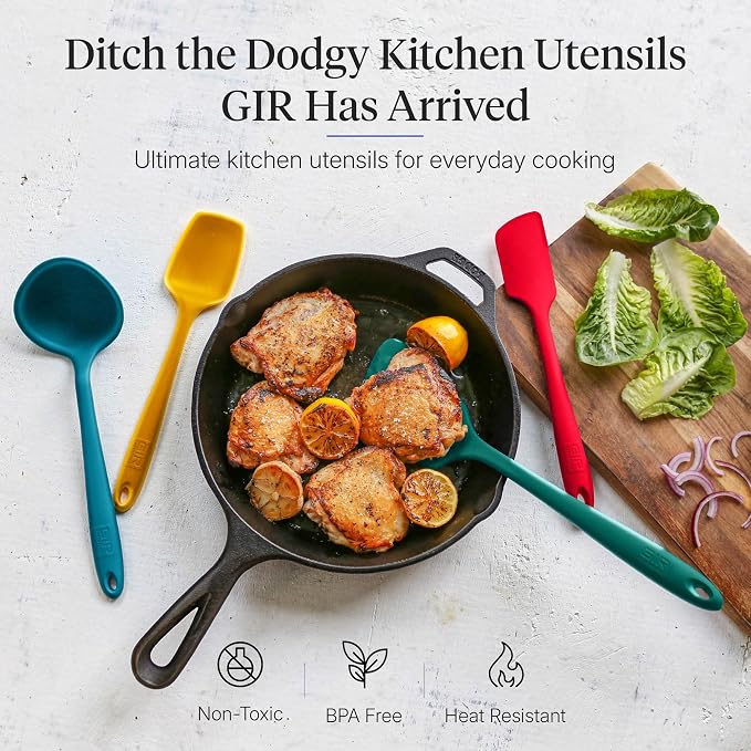 GIR: Get It Right 5-Piece Silicone Ultimate Kitchen Utensils Set - Ladle, Spatula, Flip, Spoon & Spoonula - Non-Toxic Cooking Utensils for Nonstick Cookware, Cooking and Baking - Madrid - Image 2