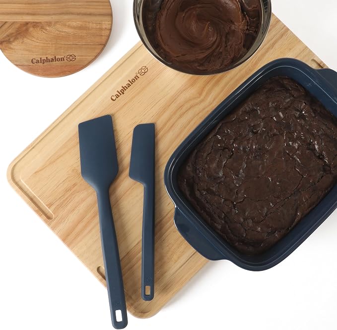 Calphalon Prime 7-Piece Silicone and Teak Wood Kitchen Tool Set, Stainless Steel Kitchen Utensil Set, Kitchen Spoon And Spatula Set, Heat Resistant Non-Slip Kitchen Gadgets Set - Navy Blue - Image 8