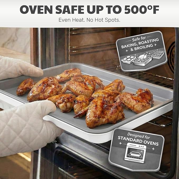 Gotham Steel 6 Pc Stackable Baking Pans Set, 70% Space Saving Design, Ceramic Bakeware Sets Non Toxic Made Without PFOA PFOS, with Baking Sheet Tray, Cake & Muffin Pans, Oven & Dishwasher Safe - Image 4