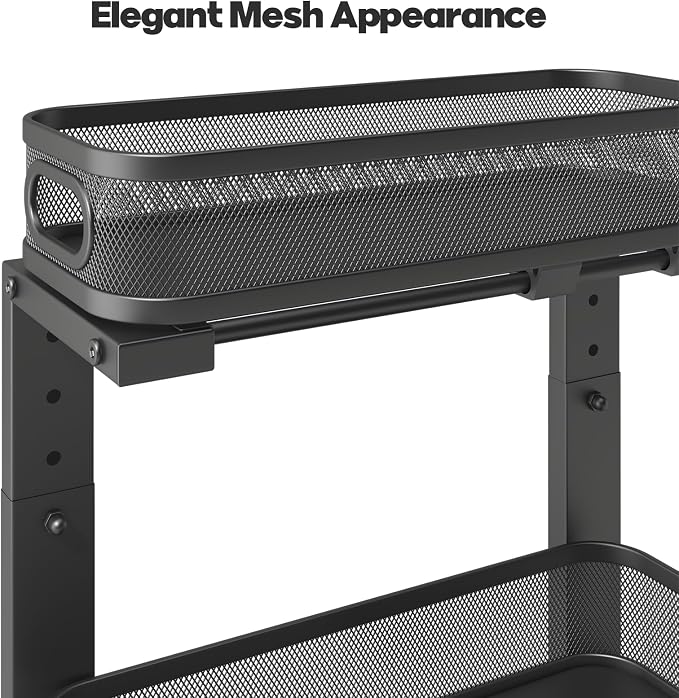 2 Pack 15.7IN-Depth Under Sink Organizer With Smooth Cylindrical Rail,2-Tier Pull Out Multi-Purpose Cabinet Storage for Bathroom&Kitchen,Height Adjustable,Rust-resistant Coating-Black - Image 4