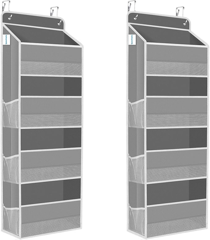 2 Pcs Over The Door Organizer Large Capacity Hanging Storage Room Organizer | 40 lb Capacity, Ultra-Sturdy, Foldable, Mesh Design with Clear Window, Space-Saving Organizer for Pantry, Nursery & Closet by SpaceHacks