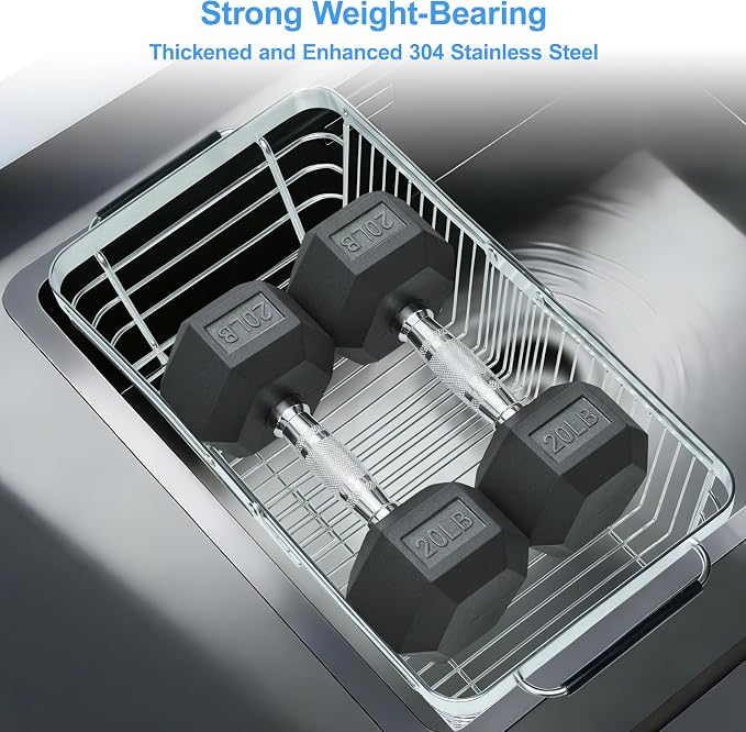 Over The Sink Dish Drying Rack Expandable Kitchen Sink Organizer | 304 Stainless Steel Dish Rack in Sink Drying Rack 2-in-1 Extend Sink Drain Basket and Dish Drainers for Kitchen Counter - Image 6