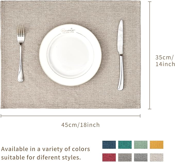 BALCONY & FALCON Rectangle Table Cloth Waterproof Beige 13.8"x 17.7" 4pcs | Placemats Set of 4 Faux Linen Cloth Place Mats Washable Wrinkle Resistant Table Placemats for Dining Kitchen Indoor & Outdoor - Image 3
