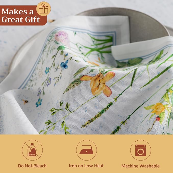 Maison d' Hermine Cloth Napkins Set of 4 Reusable 100% Cotton (20" x 20") | Everyday Square Napkins Cloth Washable Dinner Party Wedding Restaurant Hotel Kitchen Spring Summer - Fleurs De Mai - Image 5