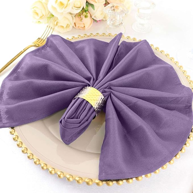 Efavormart Premium Cloth Napkins Set of 25, 20x20 Inch Violet Seamless Dinner Napkins, Washable Linen Table Napkin Cloth with Hemmed Edges for Weddings, Party and Banquet - Image 5