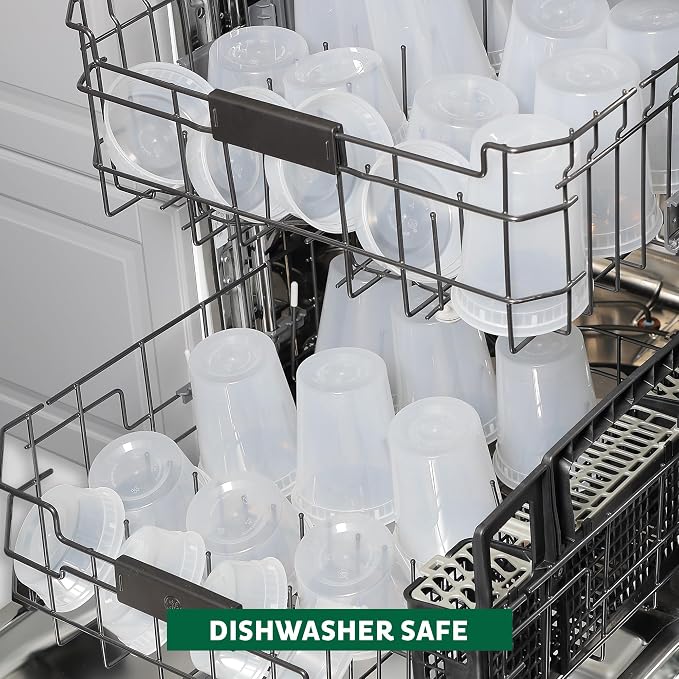 Freshware Food Storage Containers with Lids [8/16/32 oz x 20 each, 60 sets] Deli Containers, Microwave and Freezer Safe, Stackable, Leakproof, BPA Free, Clear - Image 6