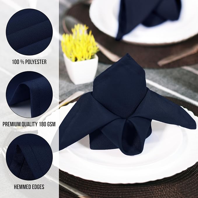 Utopia Home Navy Blue Cloth Napkins (12 Pack, 18x18 Inches), Ideal Dinner Napkins for Party, Wedding and Lunch/Dinner - Image 7