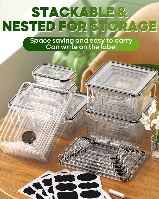 KEMETHY 60 PCS Food Storage Containers with Lids, Plastic Food Containers | BPA-Free, Leak Proof, Reusable, Microwave/Dishwasher Safe Meal Prep Containers with Labels & Pen, 30 Containers & 30 Lids - Image 8