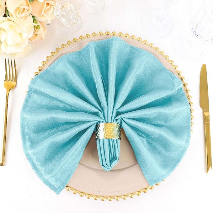 Efavormart Premium Cloth Napkins Set of 5, 20x20 Inch Light Blue Seamless Dinner Napkins, Washable Linen Table Napkin Cloth with Hemmed Edges for Weddings, Party and Banquet - Image 6