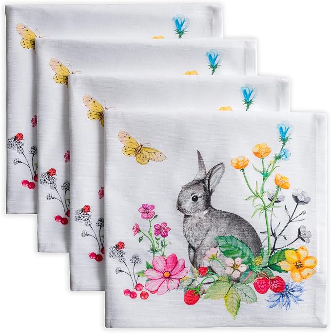 Maison d' Hermine Cloth Napkins Set of 4 Reusable 100% Cotton (20" x 20") | Everyday Square Napkins Cloth Washable Dinner Party Wedding Restaurant Hotel Kitchen Spring Summer - Printemps by MaisondHermine