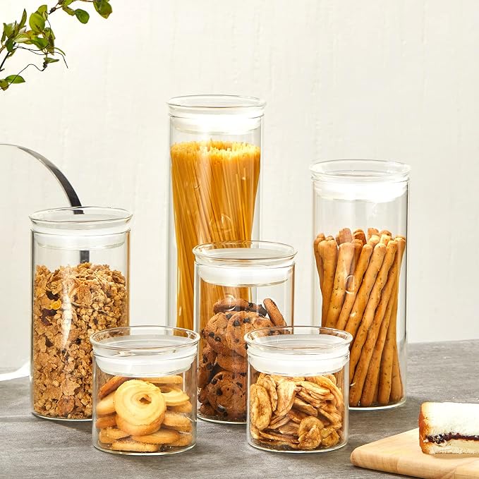 ZENS 17oz Glass Jars with Airtight Lid, Set of 4 Small Glass Storage Jars | Borosilicate Glass Canisters Set with Lids, Small Storge Containers for Kitchen Spice, Sugar, Blooming Tea, - Image 4