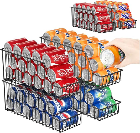 4-Tier Stackable Can Rack Organizer for Kitchen Pantry,Max Can Storage Holder,Durable Can Dispenser & Canned Goods Organizer for Fridge,Hold More 44 Cans, for Various Ounces of Canned Food Soda Drinks by X-cosrack