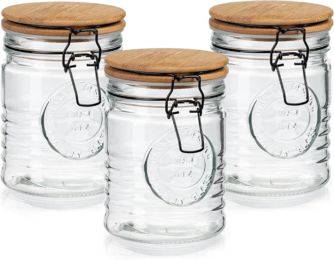 Glass Storage Jars with Airtight Lids - Set of 3 Mason Storage Containers for Cereal, Coffee & Rice - 23 Ounce Pantry Organizing Canister Set - Image 6