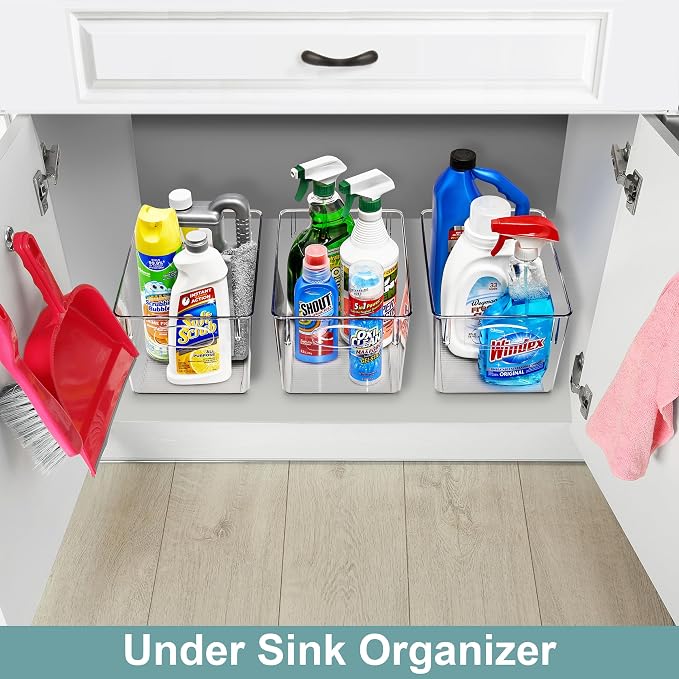 Sorbus 4 Pack Large Clear Plastic Storage Bins, Clear Organizer Bins with Handle for Kitchen, Pantry, Cabinet, Refrigerator, Craft, Toys, Clothes, Closet, Under Sink, Bathroom Organizers and Storage - Image 2