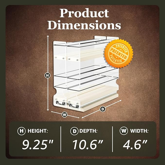 Narrow Pullout Spice Rack - Sliding Drawer for Kitchen Organization - Pantry Organizers and Storage - 2 Drawers & 2 Tiers - 10 Spice Jar Capacity (4.6" W x 9.25" H x 10.6" D, Cream) - Image 3