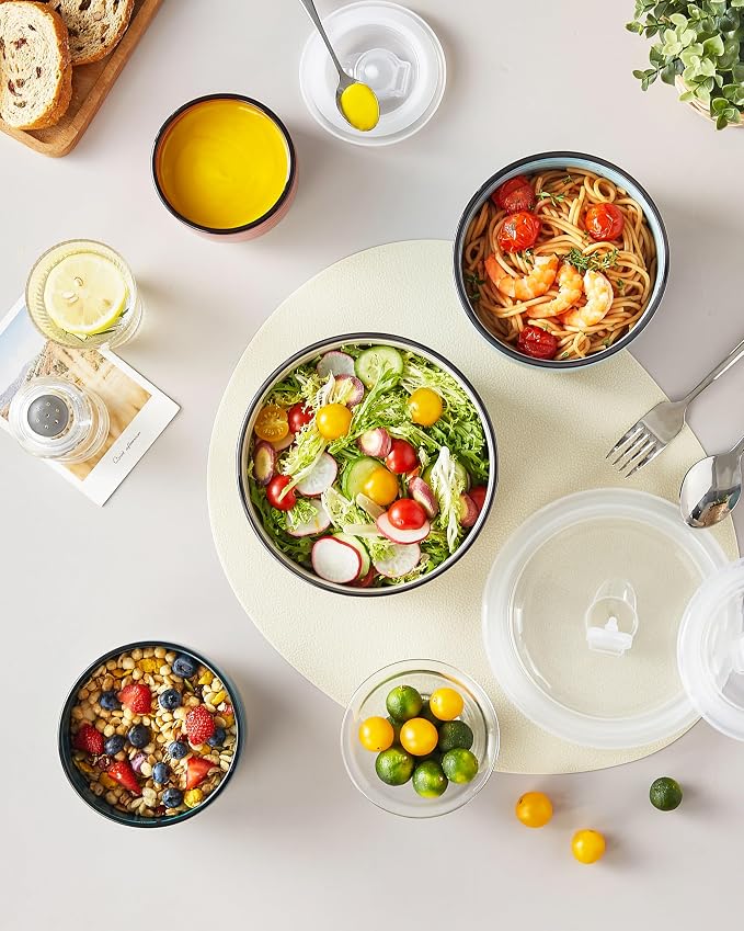 vancasso Ceramic Serving Bowls With Lids Set of 4, Airtight Nesting Bowls for Food Storage, Meal Prep, Leftovers, Microwave and Dishwasher Safe, 60/36/20/10 oz - Image 7