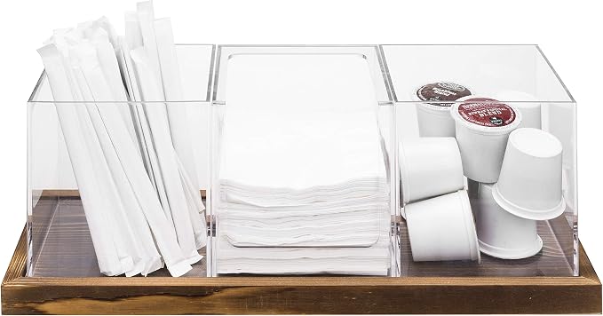 MyGift Coffee & Tea Station Organizer with Acrylic Compartments, 4 Piece | Modular countertop caddy keeps sweeteners, stirrers, packets, and drink accessories sorted for convenient beverage stations - Image 7