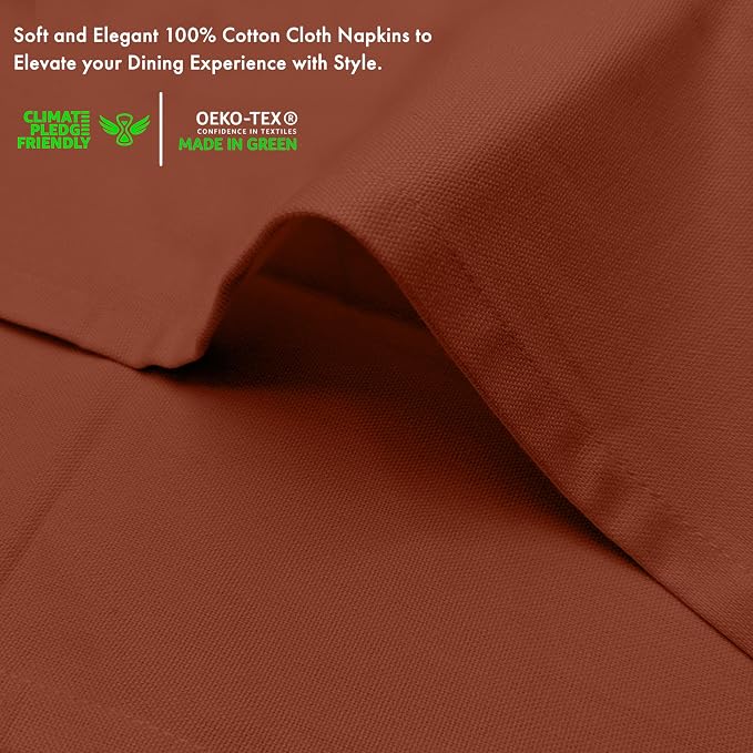 Ruvanti Cloth Napkins Set of 12, 100% Cotton High GSM 18x18 Inches Soft, Washable, Highly Durable & Absorbent, Perfect for Parties, Christmas, Thanksgiving Dinners – Rust - Image 4
