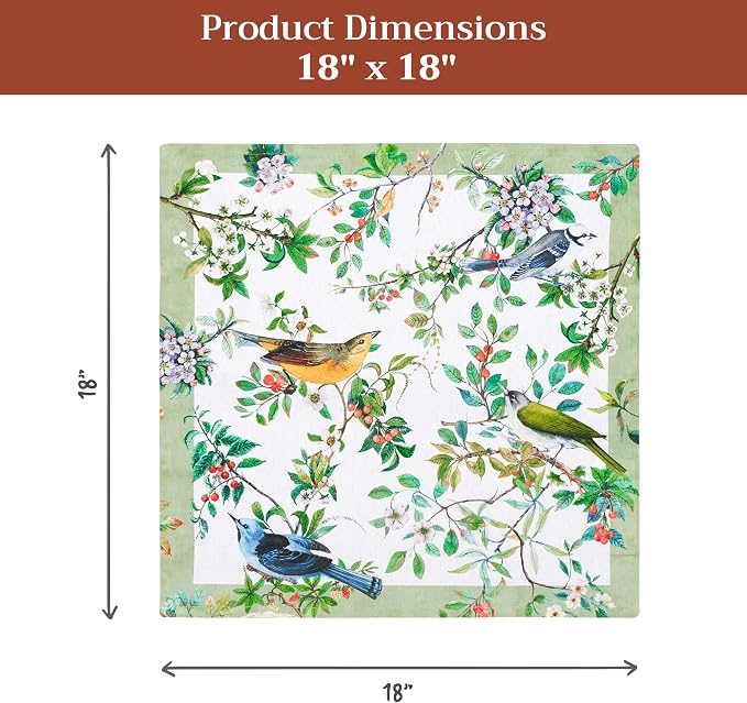 Maison d' Hermine Cloth Napkins Set of 4 Reusable 100% Cotton (18" x 18") | Everyday Square Napkins Cloth Washable Dinner Party Wedding Restaurant Hotel Kitchen Spring Summer - Mesange - Image 7
