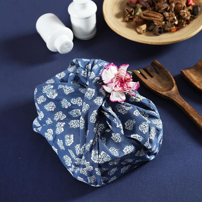 Cotton Cloth Napkins Natural Reusable Fall Dinner Napkins Reusable Machine Washable Fabric for Events, Gift, Home Decor - Indigo Blue (Pack of 4), 18x18 Inches - Image 5