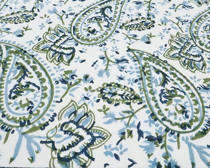 14x14 Inches Cotton Napkins Set of 4, White Green, Washable Hand Block Printed Reusable Cloth Napkins for Dinning, Party, Wedding, Home Decor Fall - Image 4