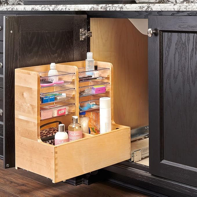 Rev-A-Shelf 30" Wood Vanity Sink Pullout Organizer Cabinet Storage with Soft-Close for Kitchen or Bathroom, Min Opening Width of 12", Maple Wood, 441-15VSBSC-1 - Image 7