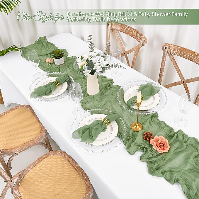 50 Pack Sage Green Napkins 20x20Inch Cheesecloth Napkins | Elegant Cloth Napkins for Table, Washable Rustic Boho Gauze Napkins, for Wedding Party Bridal Baby Shower Dinner Table Decor - Image 6