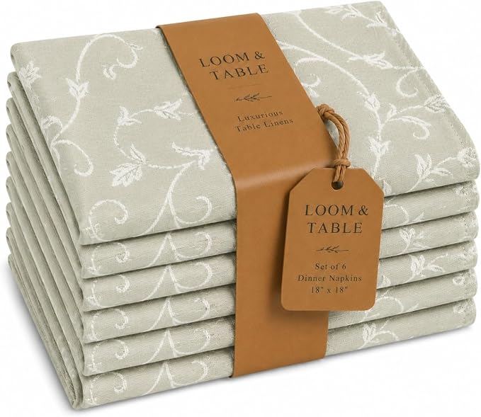 Mulberry Sage Napkins by Loom & Table - Elegant, Wrinkle-Resistant, Machine Washable - Luxury Napkin for Dining Room, Weddings, Dinner Parties, Holidays, Birthdays, or Everyday Use by LoomandTable