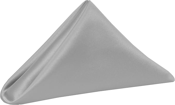 17x17-Inch Square Satin Cloth Napkins, Silver, Set of 24 by UltimateTextile