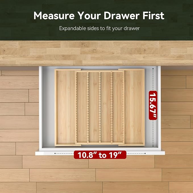 Large Expandable Bamboo Coffee Pod Drawer Organizer | 10.8" -19"W x15.67"Dx1.9"H, Compatible with Nespresso Vertuo Capsules, 40 Big or 52 Small Pods Holder for Counter - Image 2