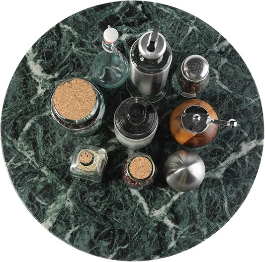 Marble Lazy Susan, 16 in Turntable Organizer for Cabinet Pantry Kitchen Countertop Fridge Bathroom Makeup Vanity Countertop, Detachable Organizer (Indian Green) by BCS