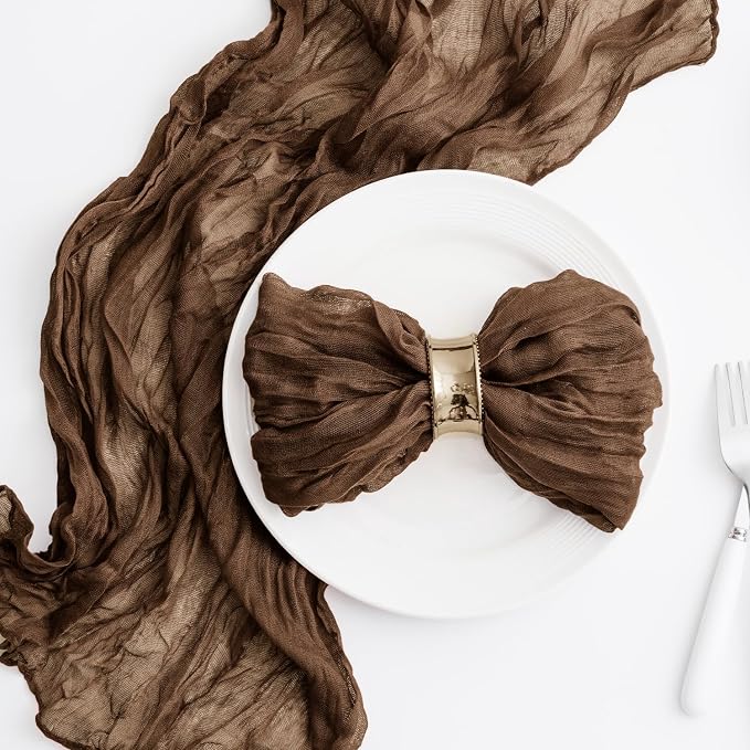 Brown 60 Pack Cheesecloth Napkins Washable 21x21 Inches Brown Cloth Napkins Set of 60 Dinner Table Napkins for Wedding Summer Bridal Baby Shower Rustic Boho Cotton Gauze Party Table Decor - Image 4