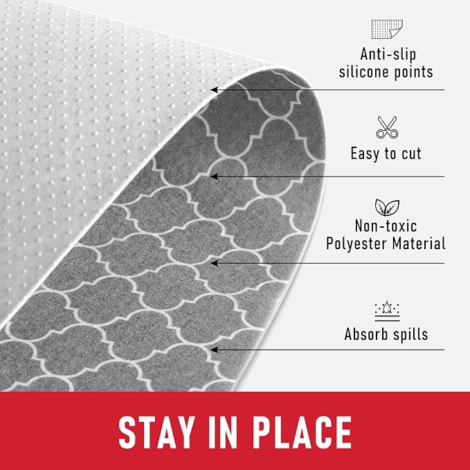 Cooyes Refrigerator Liners 17.7" x 360", Absorbent Strong Grip Fridge Mats Machine Washable, Non-Adhesive Refrigerator Shelf Liner for Fridge Bins & Kitchen Cabinets, Gray - Image 7