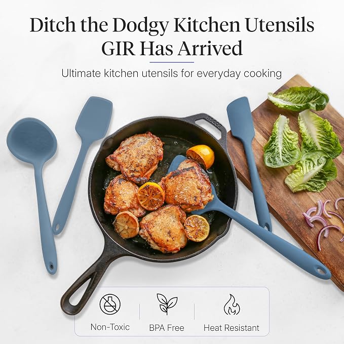 GIR: Get It Right 5-Piece Silicone Ultimate Kitchen utensils set - Ladle, Spatula, Flip, Spoon & Spoonula - Non toxic cooking utensils for Nonstick Cookware, Cooking and Baking - Slate - Image 2