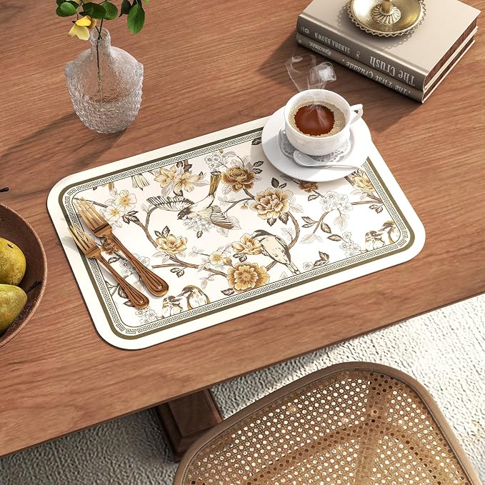 Vinyl Waterproof Placemats Set of 6 Rectangular,12"*17"-Murad A | Wipeable Beautiful Print Place Mats,Stain Resistant,Heat Resistant,Everyday Meals,Kitchen,Dinning,Holiday,Decor - Image 2