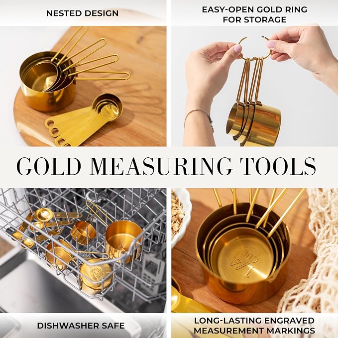 Styled Settings Black and Gold Kitchen Utensils Set, 15-Piece | Nonstick BPA-Free Silicone Cooking Utensils with Measuring Cups and Spoons - Luxury Kitchen Accessories for Stylish Cooking - Image 5