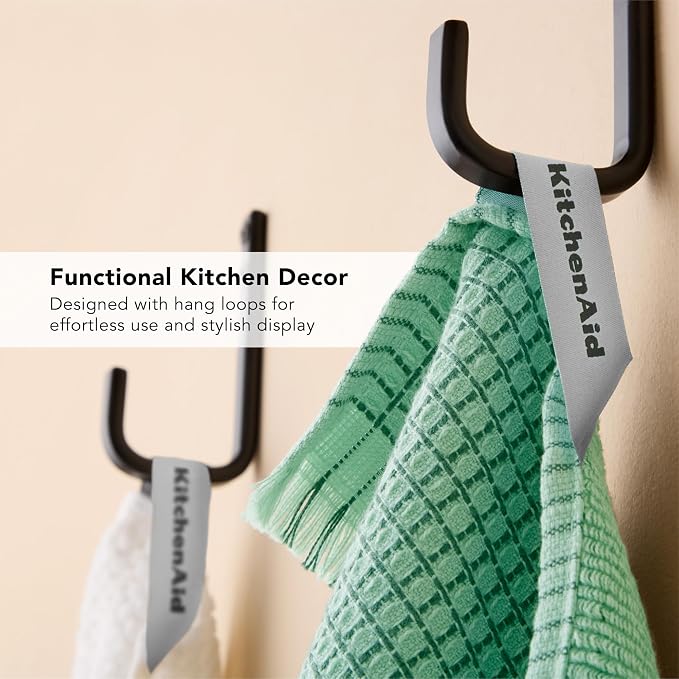 KitchenAid Gourmet Series Gridlines Kitchen Towels 3-Pack Set, 100% Cotton Absorbent, Color of THE Year, Spearmint, 18"x28" - Image 5