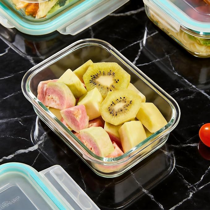 Liuruiyu Glass Food Storage Containers with Lids, 8 Pack Meal Prep Containers, Airtight Bento Boxes with Leak Proof Locking for Microwave, Oven, Freezer and Dishwasher, BPA Free（5oz to 36oz） - Image 2