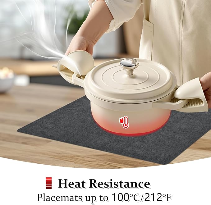 FROMHEART Faux Leather PU Placemats Set of 6 (Dark Grey,11.8" x 17") | Waterproof,Heat/Oil Stain-Resistant Table Mat–Reversible,Non-Slip,Easy to Clean Place Mats for Kitchen,Dining,Indoor/Outdoor - Image 5