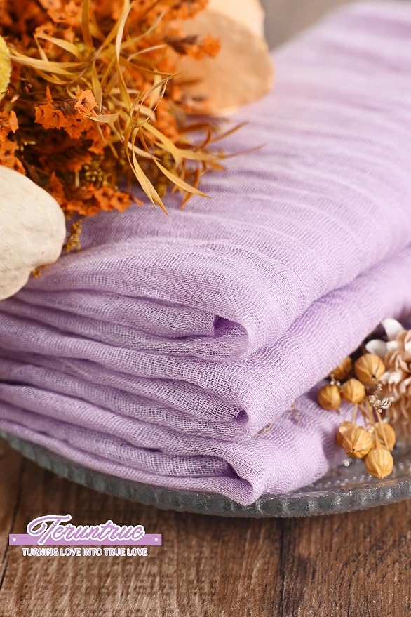 100 Pieces Cloth Napkins Lilac Dinner Cheesecloth Napkins for Wedding,Wrinkled Cloth Napkins Bulk for Home Party Rustic Table Decoration, 17 x 17 Inch - Image 4