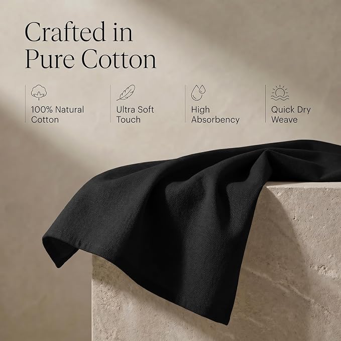 Urban Villa Kitchen Towels Cotton Dish Towels 20”x30” (Set of 6) Black - Image 4