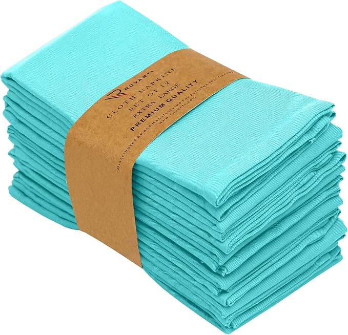 Ruvanti Cloth Napkins Set of 12, 18x18 Inches Napkins Cloth Washable, Soft, Durable, Absorbent, Cotton Blend. Table Dinner Napkins Cloth for Hotel, Lunch, Restaurant, Wedding, Parties - Waterspout - Image 9