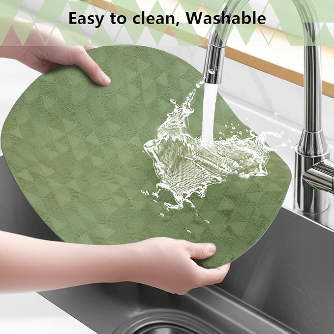 Jovono Upgraded 15" Round Placemats Set of 6, Waterproof & Oil-Proof, Non-Slip Reversible Washable Big Table Mats, Spill-Proof for Kids Families, Restaurant, Hotel, Kitchen, Indoor, Sage Green - Image 6