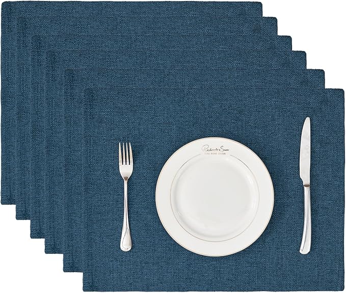 BALCONY & FALCON Rectangle Table Cloth Waterproof Navy Blue 13.8"x 17.7" 6pcs by BALCONYFALCON
