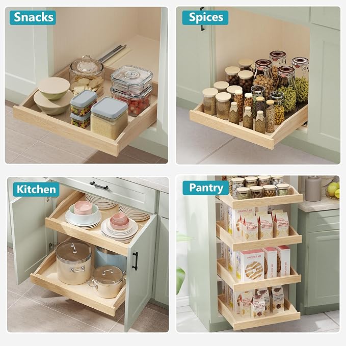 Pull Out Cabinet Drawer 16½” W x 21” D, Soft Close Pull Out Cabinet Organizer, Pull Out Shelves Requires at Least 17½” Cabinet Opening, Bottom Assembly - Image 8