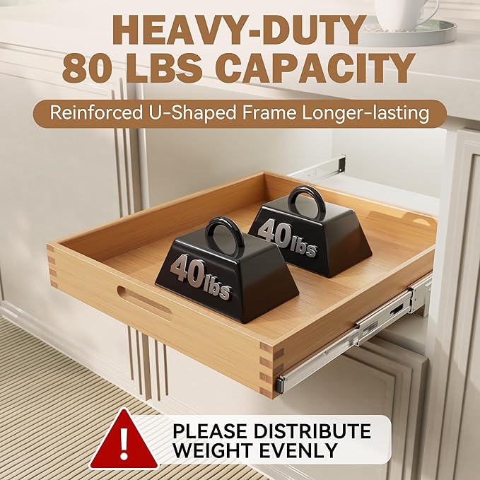 Pull Out Drawers for Cabinets 18"W x 21"D, Farmeless&Farme Cabinet | Full Slide Out Wood Drawer Shelf, Heavy Duty Caddy Pull Out Cabinet Organizer, Base Cabinet Organization for Kitchen, Pantry - Image 6