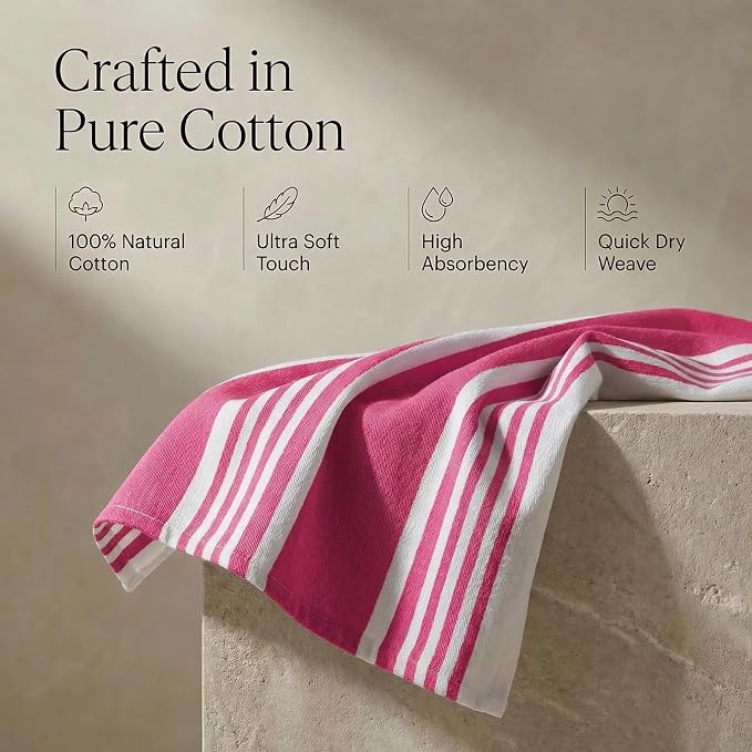 Urban Villa Kitchen Towels Cotton Dish Towel 20”x30” (Set of 6) Fuchsia White - Image 4