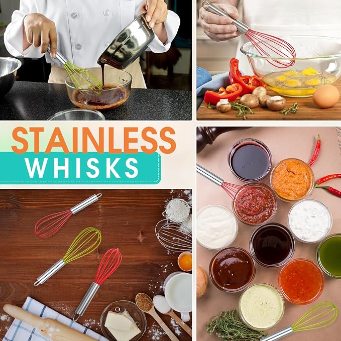 FoldTier 48 Sets 12 Inch Whisks Bulk DIY Fillable Whisk Gifts Colored Silicone Whisks for Cooking Heat Resistant Egg Beaters for Candy Holder Party Favors - Image 5